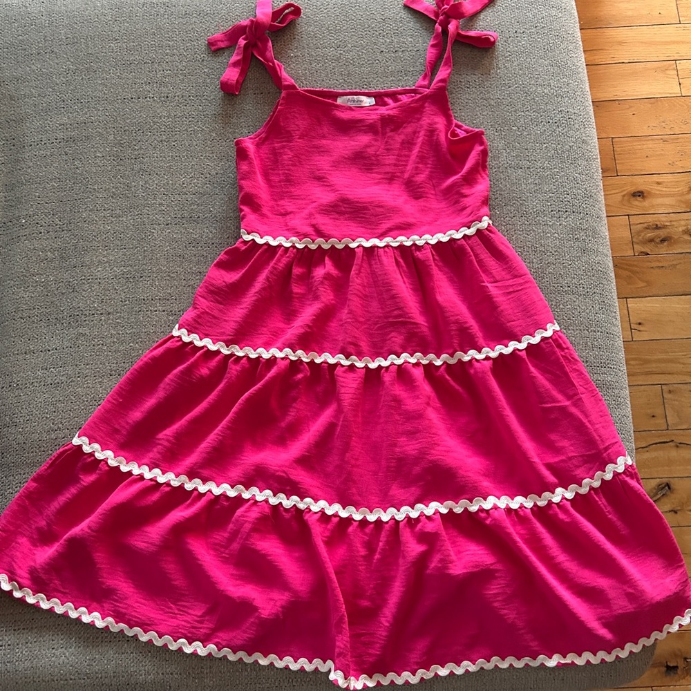 Pink Sleeveless Dress with White Trim